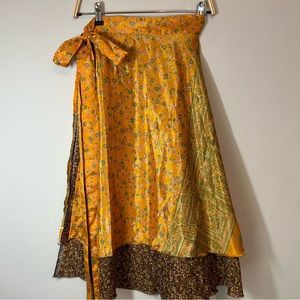 Bohemian Festival Reversible Flowy Wrap Skirt One Size up to 47” waist